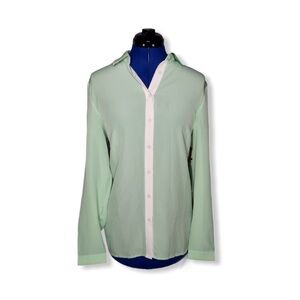 Mint Button Down Blouse From Forever 21